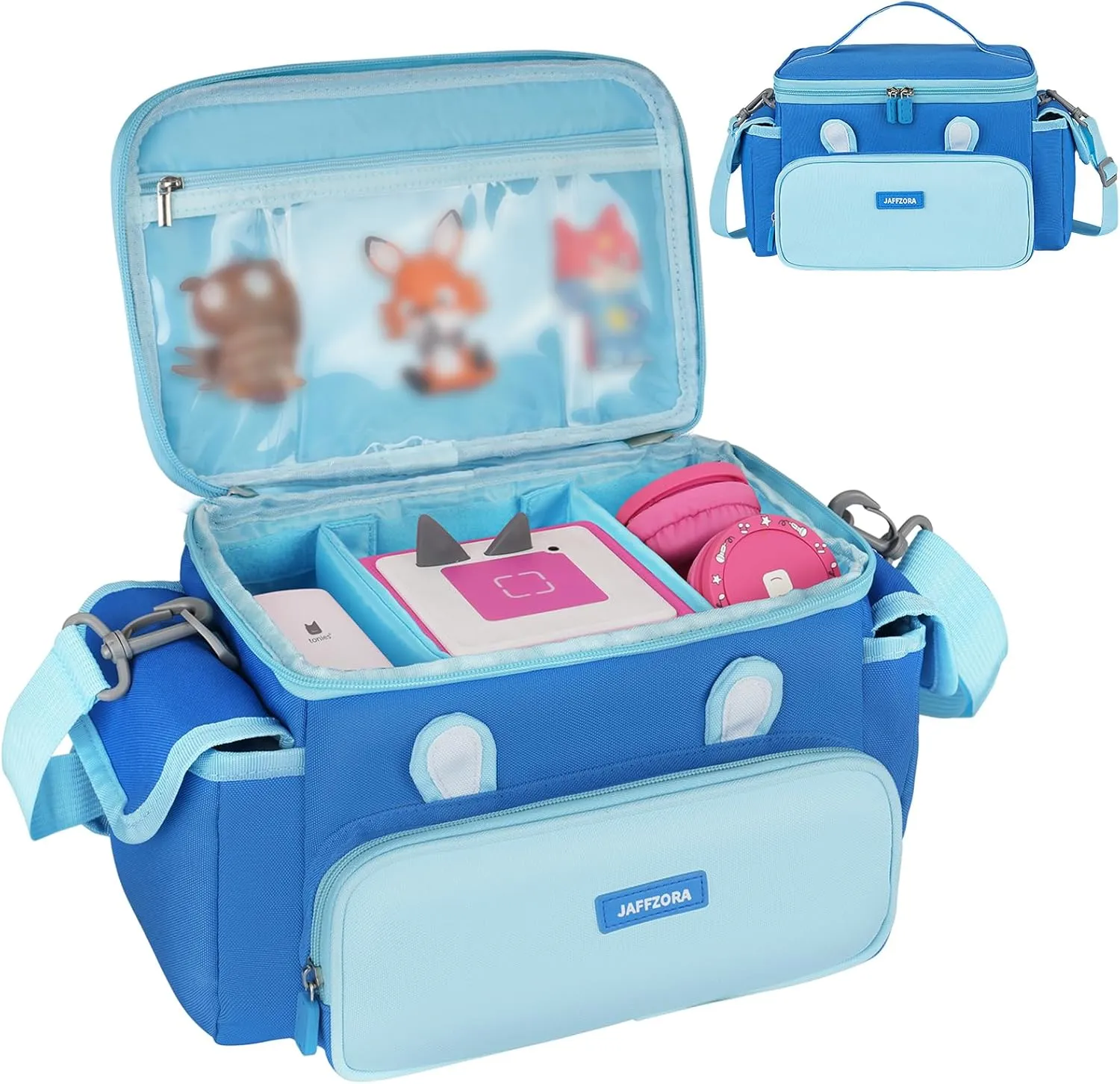 Carrying Case Fits for Toniebox & Little Tikes Story Dream Machine Starter Set, Cute Storage Bag Compatible with Toniebox Audio Player, Tonies Characters and Accessories, Blue (Bag Only)