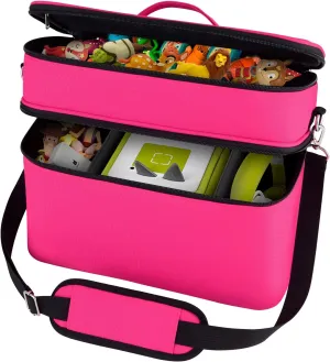 Carrying Case for Toniebox Starter Set, Storage Travel Carrier Bag for Audio Player, Tonies Figures, Charging Station & Headphones, Box only (Large, Rosy Red)