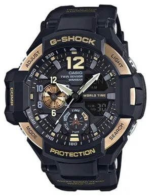 Casio G-Shock - Black Case - Gold-Tone  Accents - Ana-Digi - World Time - 200m