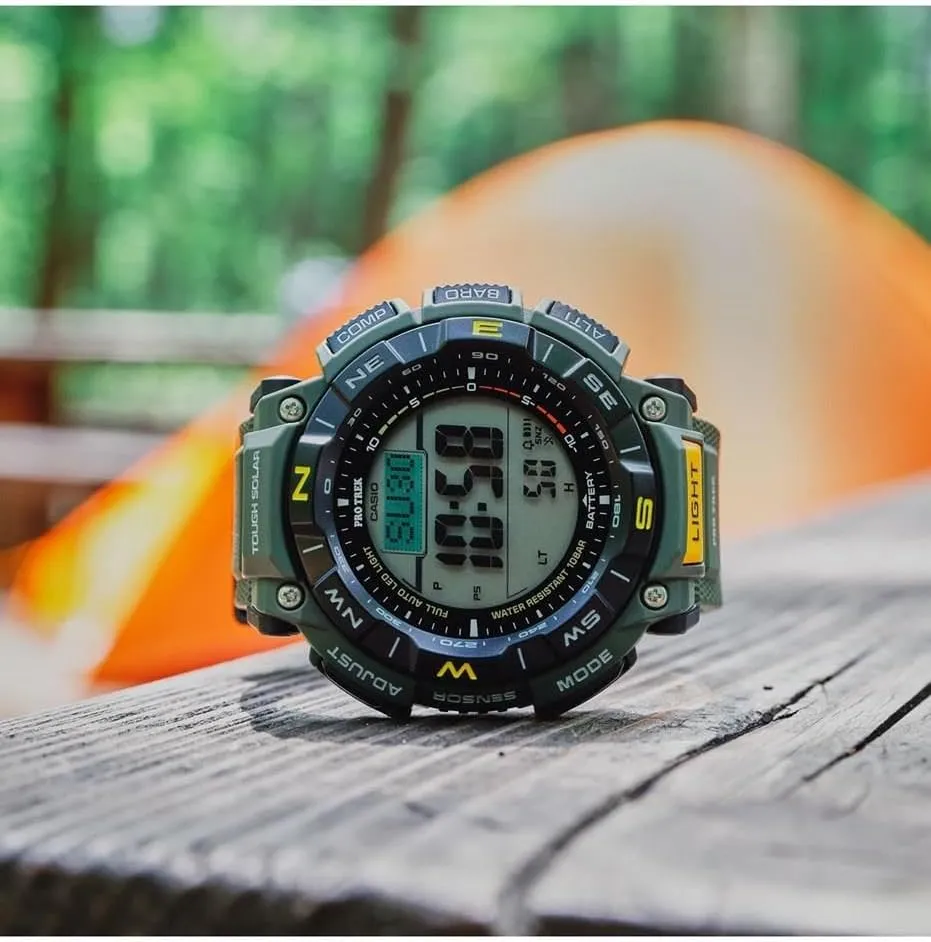 Casio PRG340 Series | Pro Trek | 100 Meter Water Resistance | Compass | Alt/Baro-Thermo | Tough Solar Power | 1-100 SEC Stopwatch | Countdown Timer | World Time