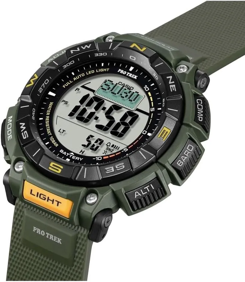 Casio PRG340 Series | Pro Trek | 100 Meter Water Resistance | Compass | Alt/Baro-Thermo | Tough Solar Power | 1-100 SEC Stopwatch | Countdown Timer | World Time