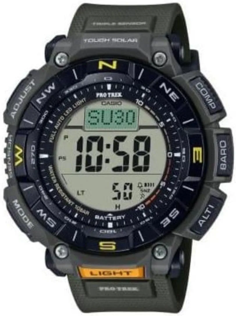 Casio PRG340 Series | Pro Trek | 100 Meter Water Resistance | Compass | Alt/Baro-Thermo | Tough Solar Power | 1-100 SEC Stopwatch | Countdown Timer | World Time
