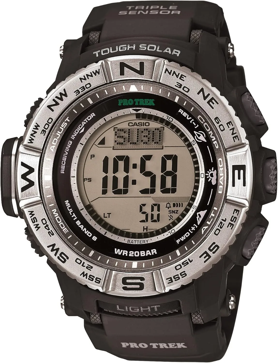 Casio PRW3500 Series | Pro Trek | 100M WR | Compass | Alt/Baro-Thermo | Tough Solar Power | Atomic Timekeeping | 1-100 SEC Stopwatch | Countdown Timer | World Time