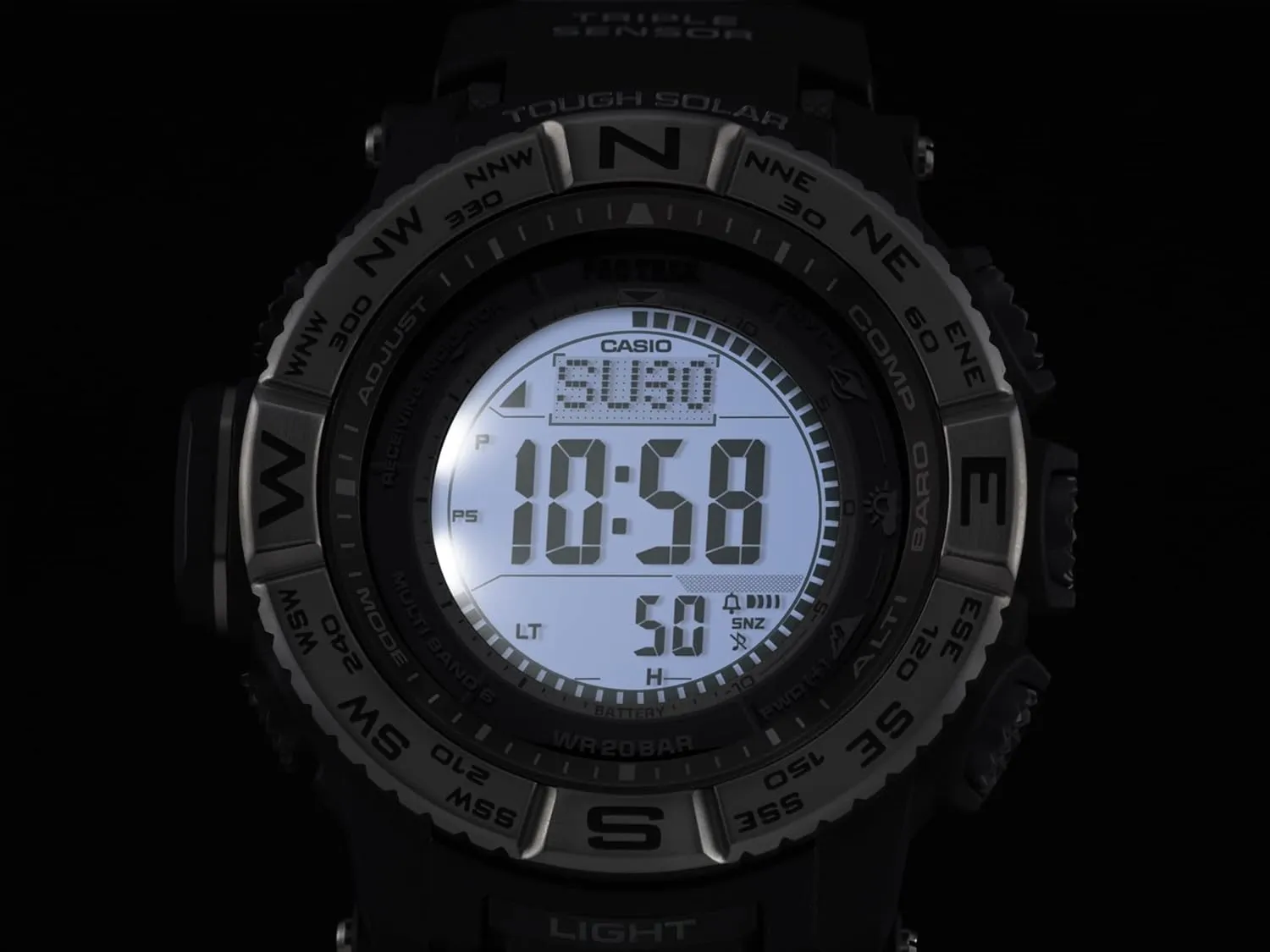 Casio PRW3500 Series | Pro Trek | 100M WR | Compass | Alt/Baro-Thermo | Tough Solar Power | Atomic Timekeeping | 1-100 SEC Stopwatch | Countdown Timer | World Time