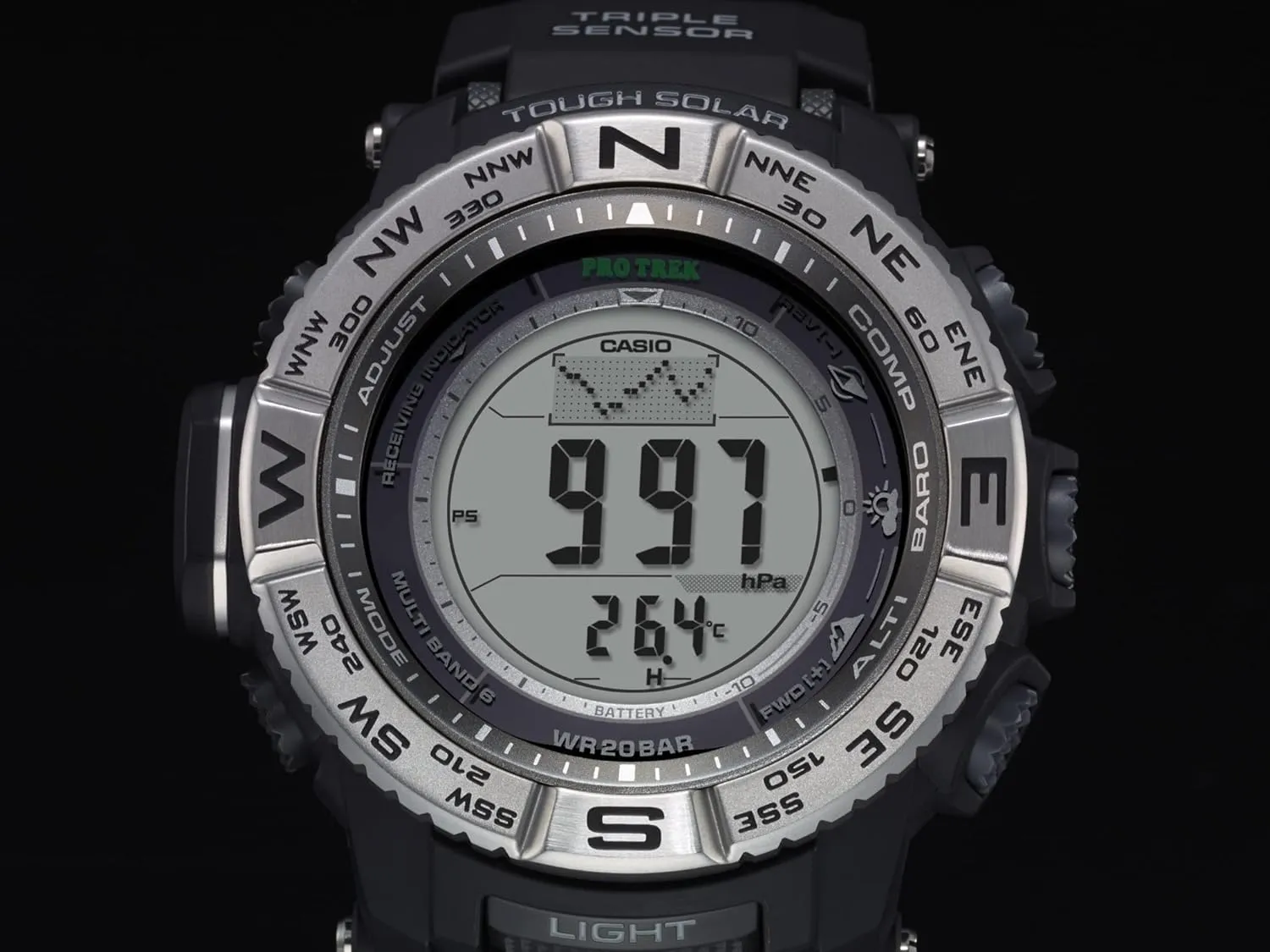 Casio PRW3500 Series | Pro Trek | 100M WR | Compass | Alt/Baro-Thermo | Tough Solar Power | Atomic Timekeeping | 1-100 SEC Stopwatch | Countdown Timer | World Time