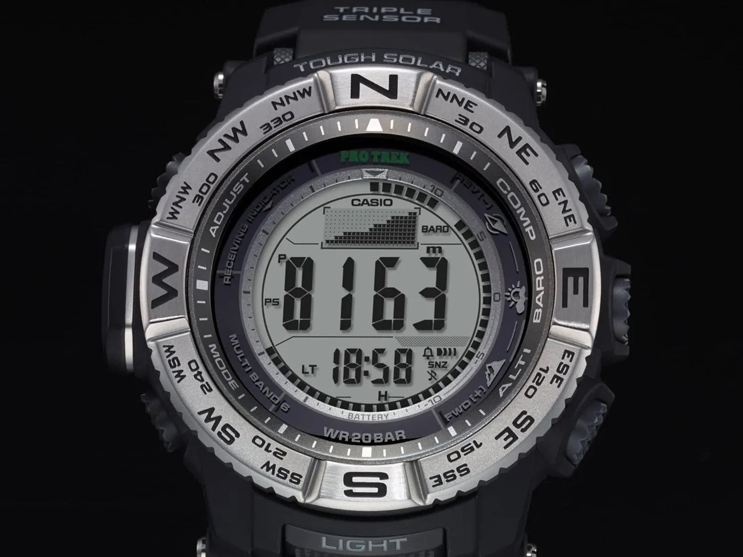 Casio PRW3500 Series | Pro Trek | 100M WR | Compass | Alt/Baro-Thermo | Tough Solar Power | Atomic Timekeeping | 1-100 SEC Stopwatch | Countdown Timer | World Time