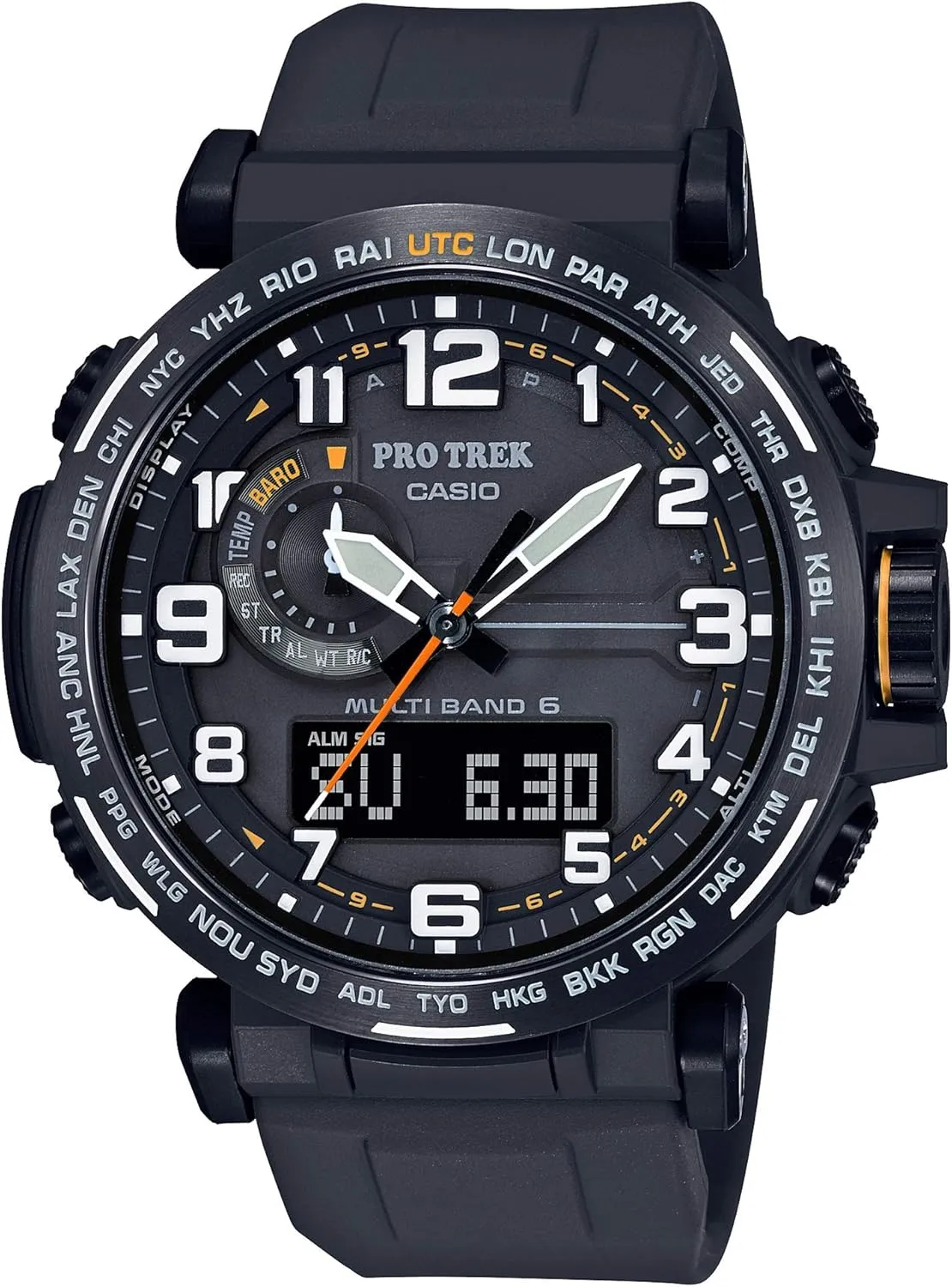 Casio PRW6600Y Series | Pro Trek | 100M WR | Compass | Alt/Baro-Thermo | Tough Solar Power | Atomic Timekeeping | 1-100 SEC Stopwatch | Countdown Timer | World Time