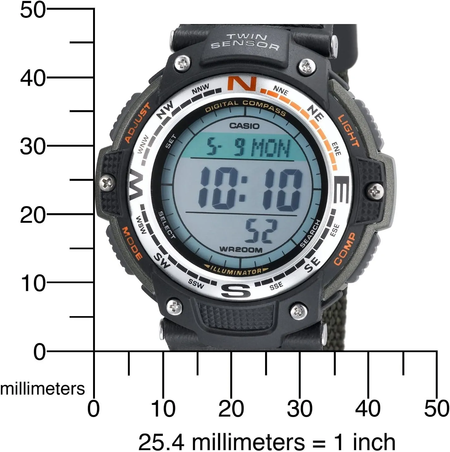 Casio SGW100 Series | Digital Watch & Compass | 200M WR | 100 SEC Stopwatch | Twin Sensor for Direction & Temperature | Low Temp Resistant | World Time | Auto Calendar | Multi Alarm