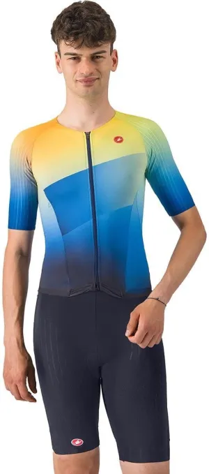 CASTELLI Men’s Sanremo 3 Suit Short Sleeve, Cycling Race Swim Bike Run, Aerodynamic Triathlon Suit with Tri Seat Pad