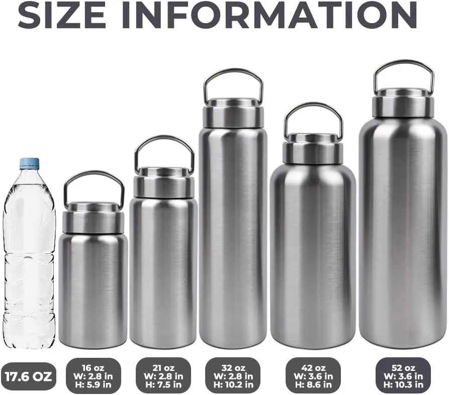 CDJ 32 OZ Uninsulated Single Wall Stainless Steel Water Bottle, Reusable Metal Water Bottle for Sports, Leakproof and Durable, Perfect for Hiking, Gym, Picnics, and Outdoor Activities
