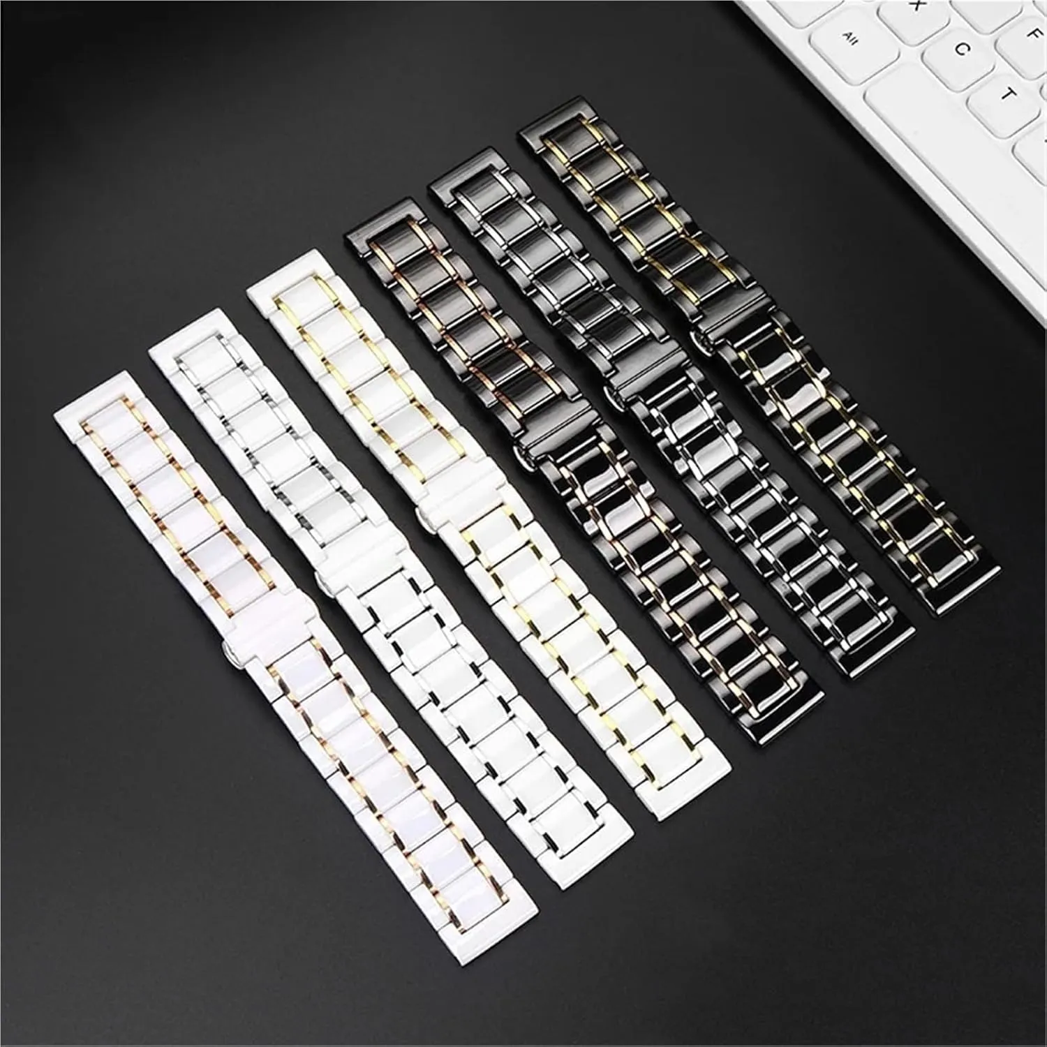 Ceramics Stainless Steel Watch Strap Removable Replacement Metal Bands Men Women Universal 16mm Wristband