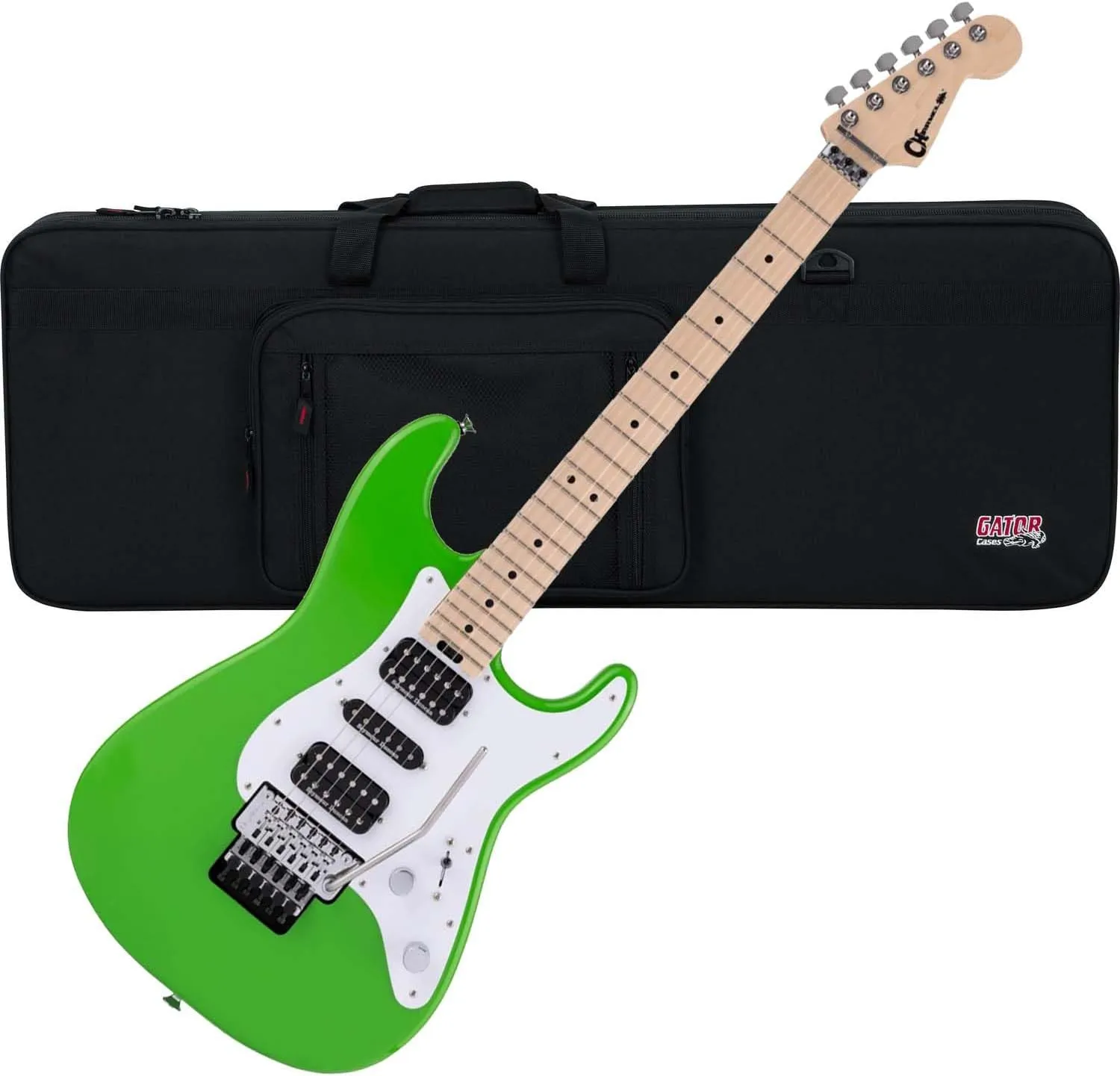 Charvel Pro-Mod So-Cal Style 1 HSH FR, Slime Green, Maple Fingerboard, Gator Lightweight Case Bundle