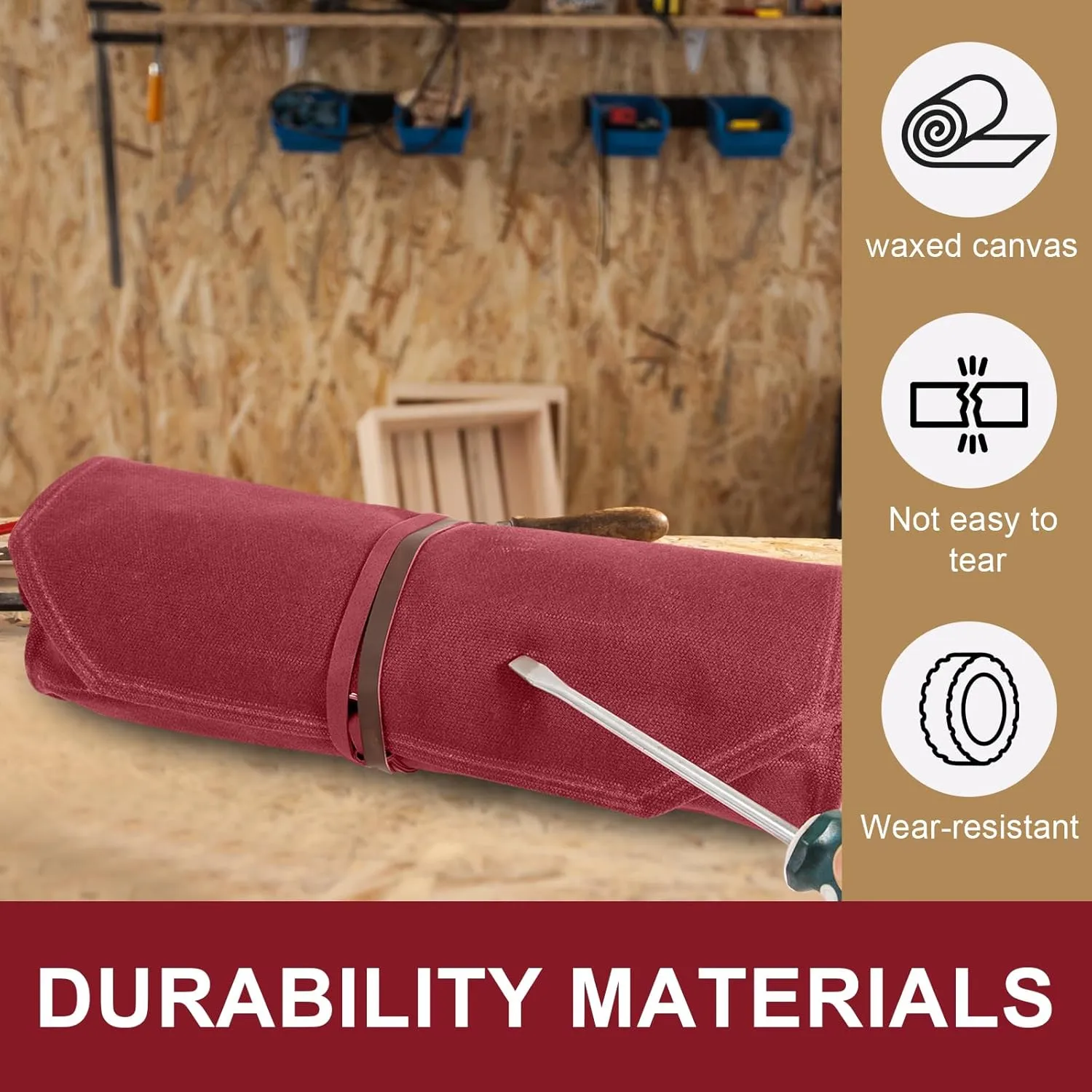 Chisel Roll,12 Pockets Roll Up Tool Pouch,Waxed Canvas Small Tool Roll Organizer and Wrench Roll Up Pouch,Store Chisel,Wrench,Pliers,Carving Knife,Best Gifts Bag for Carpenter