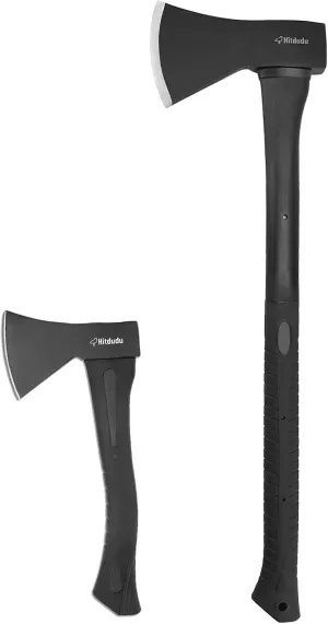 Chopping Axe Set for Firewood Splitting, Forged Carbon Steel Heavy Duty Maul, Fiberglass Shock Reduction Handle with Anti-Slip Rubber Grip