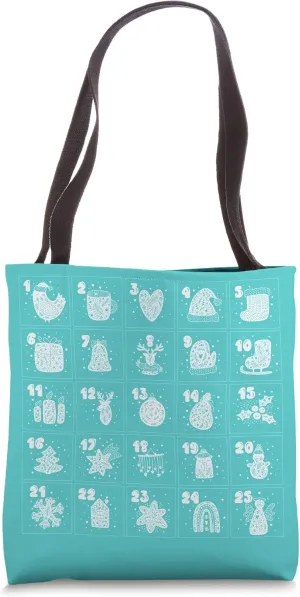 Christmas Scandinavian Advent Calendar Turquoise Holiday Tote Bag