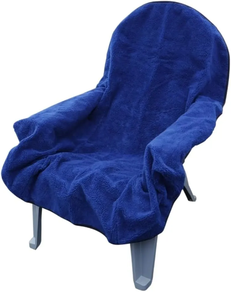 CITYBONFIRES The Chair Blanket – Reversible, Waterproof & Sherpa-Lined - Original Patio Chair Cover – Ideal for homes, decks, and outdoor furniture covers. Soft, Warm, Compact with Carry Pouch – Navy.