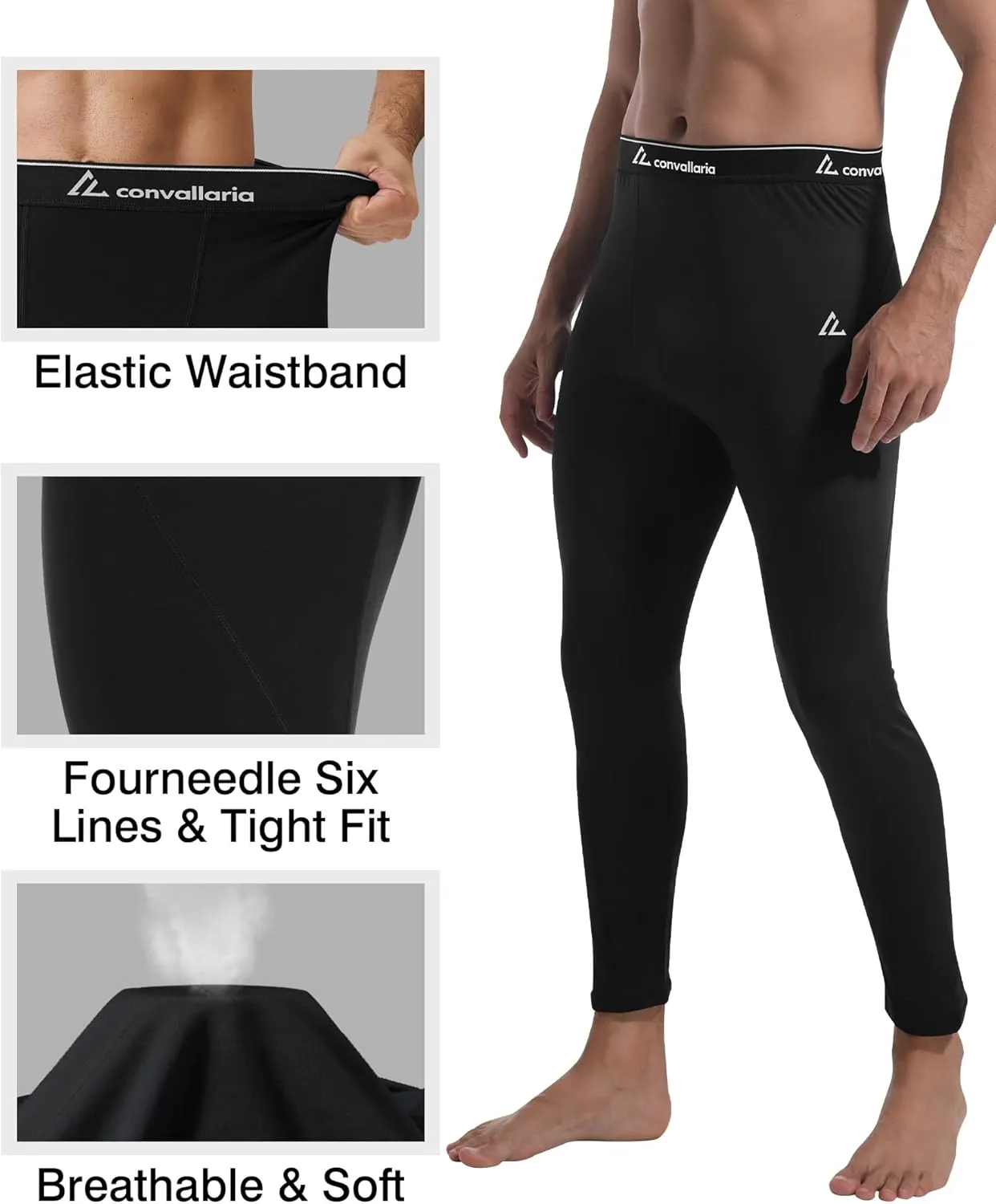 CL convallaria 1 2 4 Pack Mens Thermal Underwear Long Johns Compression Pants Athletic Leggings Base Layer Bottoms