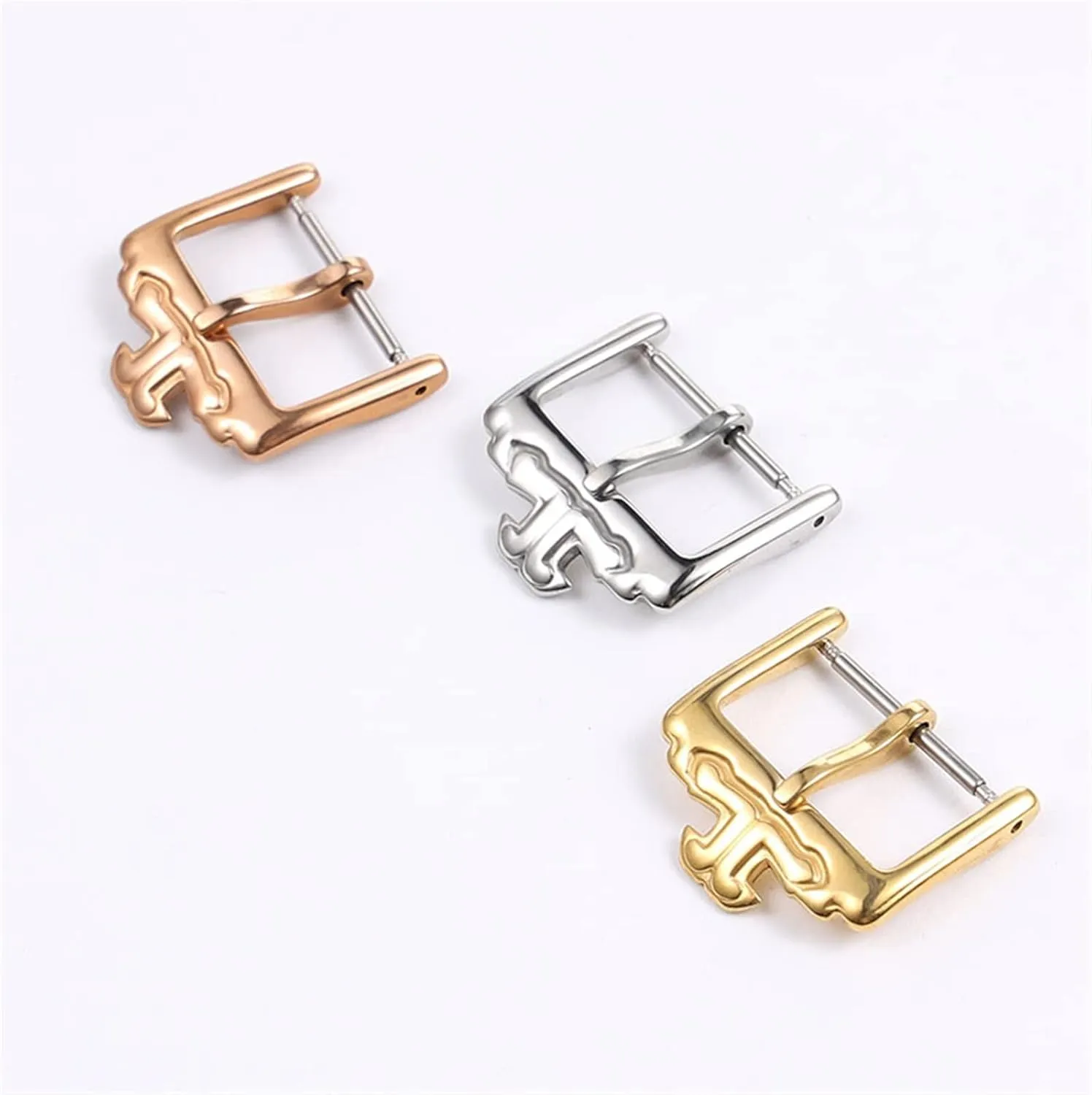 Classic 18mm Silver Gold Rosegold Pin Stainless Steel Deployment Clasp Folding Buckle for Jaeger-lecoultre Watchband (Color : Rose Gold, Size : 18mm)