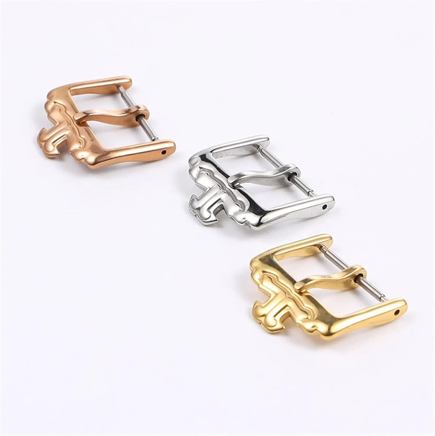 Classic 18mm Silver Gold Rosegold Pin Stainless Steel Deployment Clasp Folding Buckle for Jaeger-lecoultre Watchband (Color : Rose Gold, Size : 18mm)