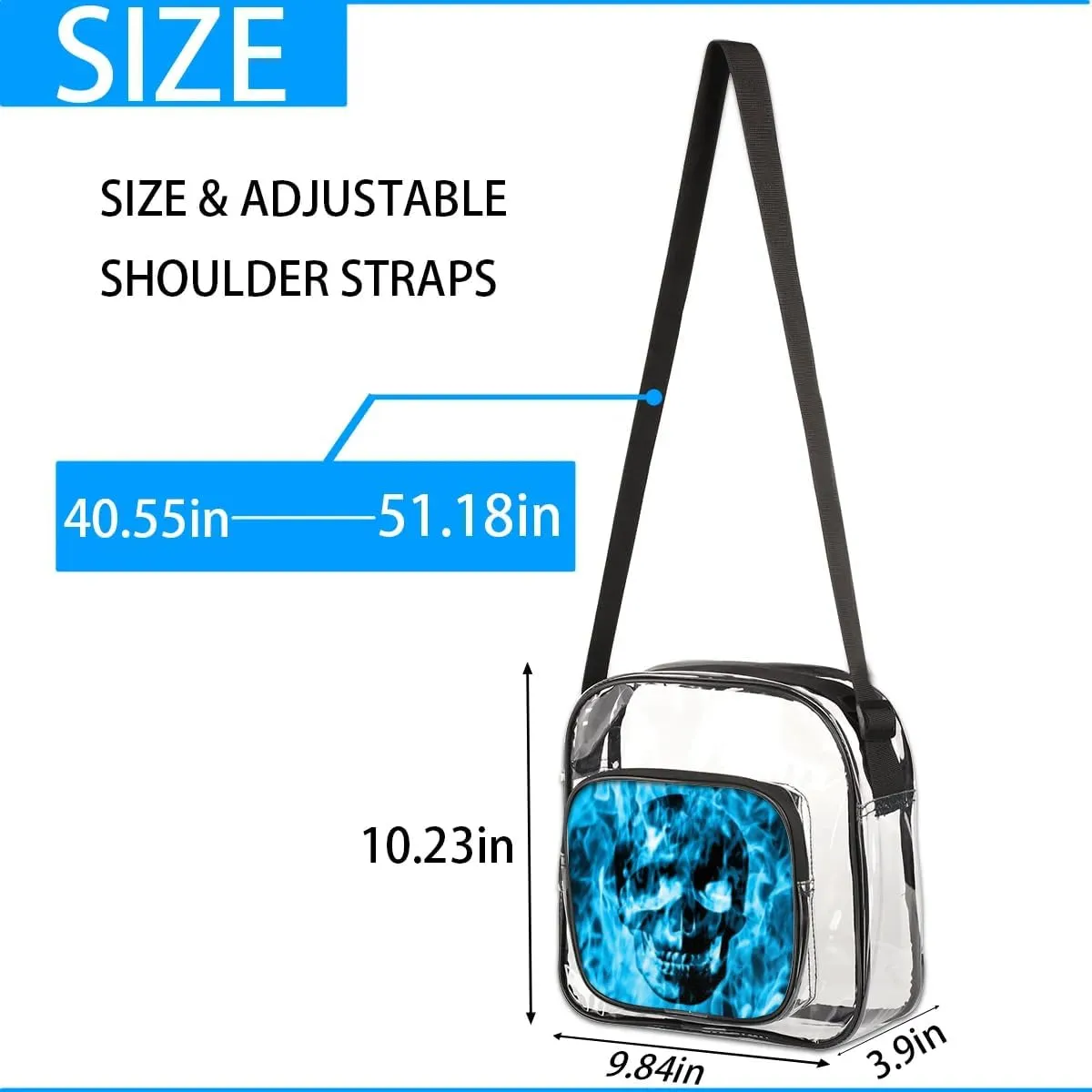 Clear Crossbody Bag Stadium Approved for Women and Men Transparent Messenger Shoulder Bag Clear Purse Bag