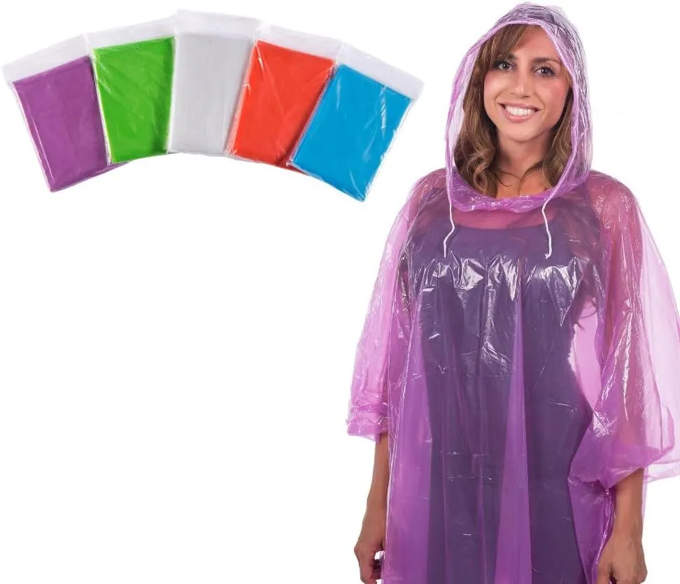 Clear Harbour Emergency Disposable Rain Poncho Pack for Adults | Women and Men's Rain Ponchos in Bulk | Extra Thick, Waterproof Reusable .03mm PE Plastic Material for Travel, Survival, and Fun.