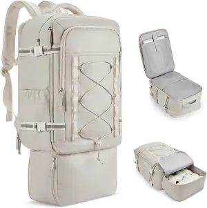 CLUCI Travel Backpack 30L, Waterproof Laptop Backpack Fits 17.3 Inch Laptop, Carry On Backpack with shoe compartment, Durable Expandable Gym Backpack, Large Hiking Backpack for Men Women（White）