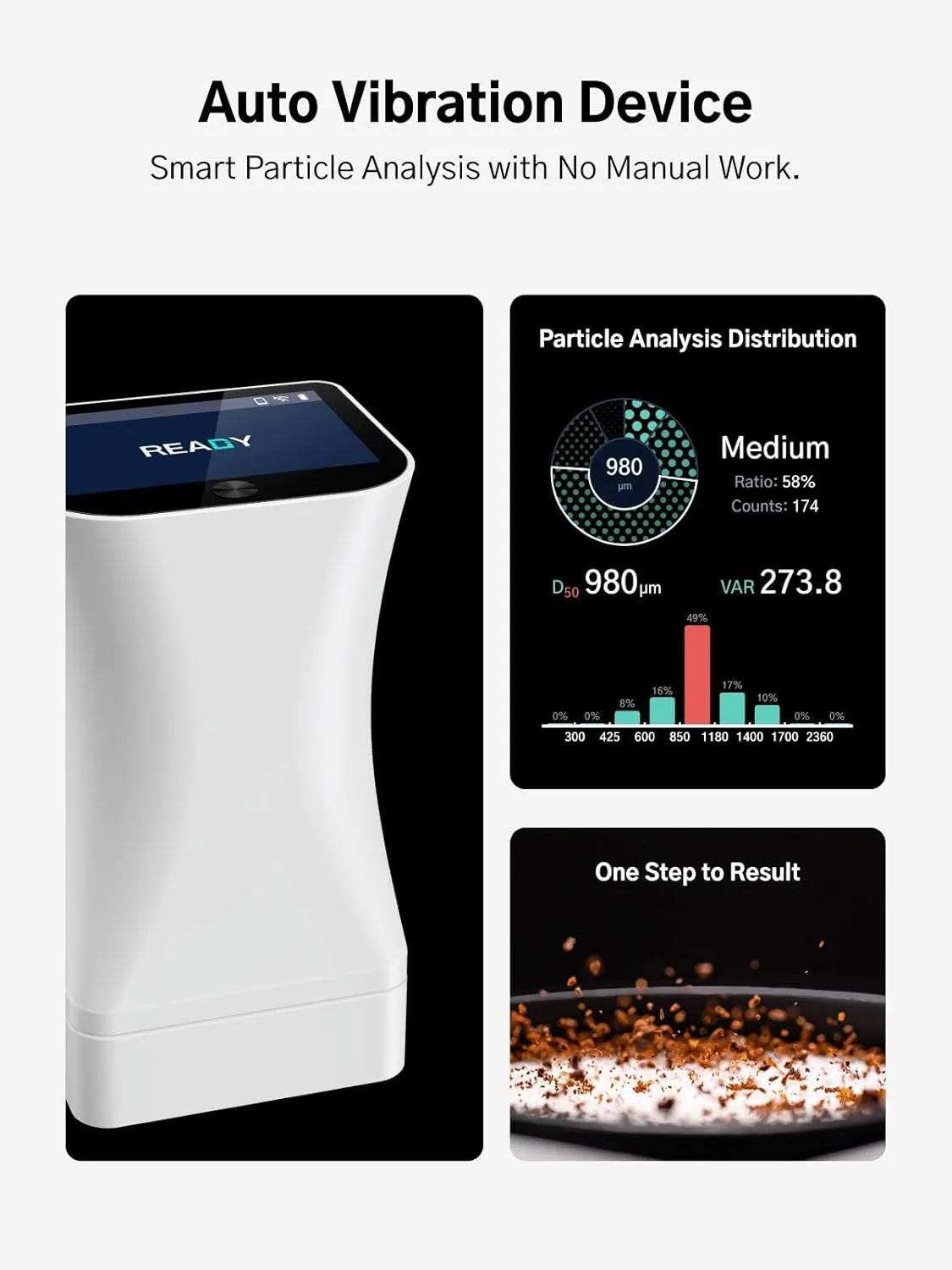 Coffee Roast Degree and Particle Size Analyzer 2-in-1 – NIR Imaging, Auto Vibration Sampling, 0-150 Agtron Range, SDK & OTA Support, Ideal for Roasters, Baristas, and Coffee Enthusiasts