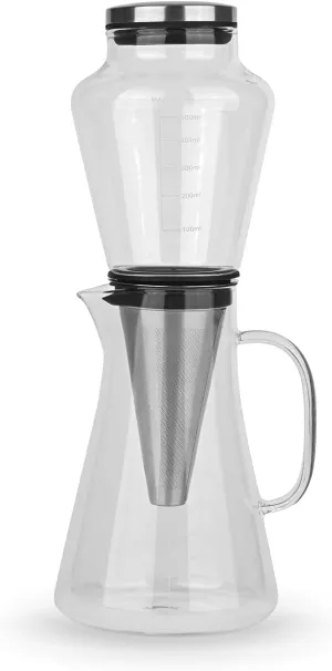 Cold Drip 03075 Coffee Maker for 0.5 L Borosilicate Glass/Stainless Steel Silver-Transparent, Dimensions: 14 cm x 12.5 cm x 33.4 cm