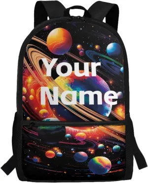 Coldinair Personalized Backpack for Boys Girls Outer Space Planet Custom Schoo Bag Child Kids Bookbag Kindergarten Preschool Elementary School Bag Student Back Pack Travel Bag Laptop Bag
