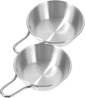 Collapsible Camping Bowl Set 2pcs Camping Wine Cups Utensil Cup Stainless Steel Picnic Bowl Compact for