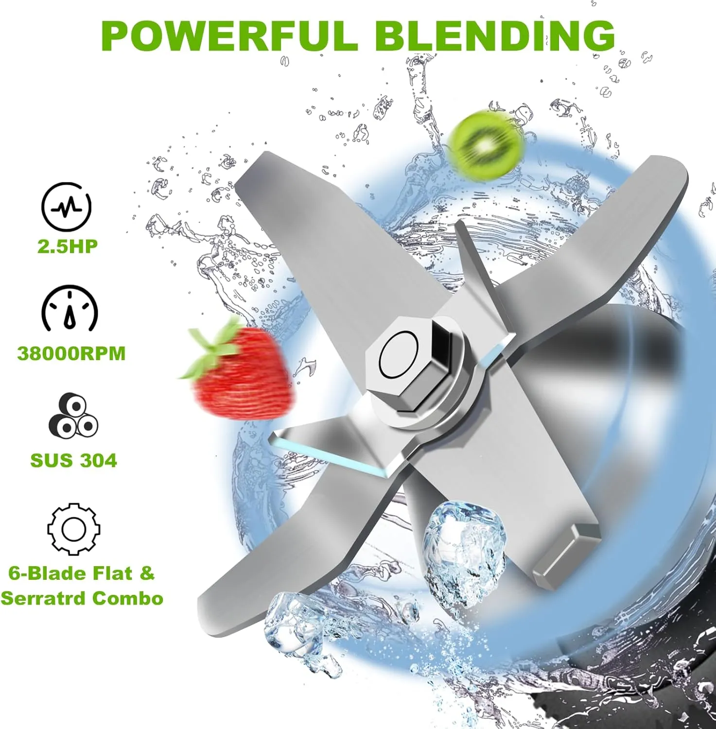 Commercial Blender for Smoothies 2200W, 80 Oz, 15 Speeds, 6-leaf Stainless Steel Blade, Heavy-Duty Commercial Blender for Smoothies, Ice Crush, Shakes, Self-Cleaning, Dark Black