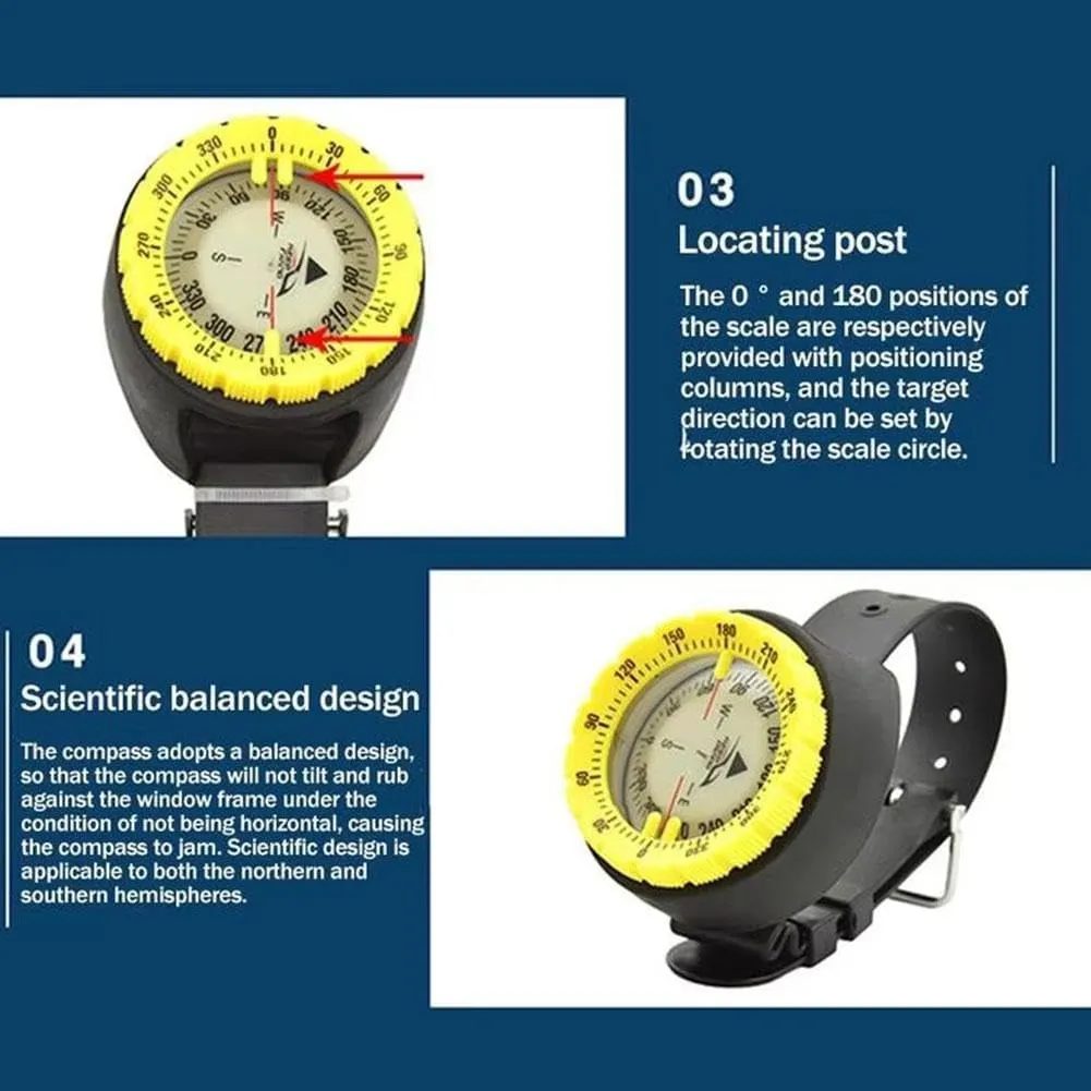 Compass Digital Compass Dive Compass Wrist Compass Marine Compass for Outdoor Sports Diving Survival Emergency