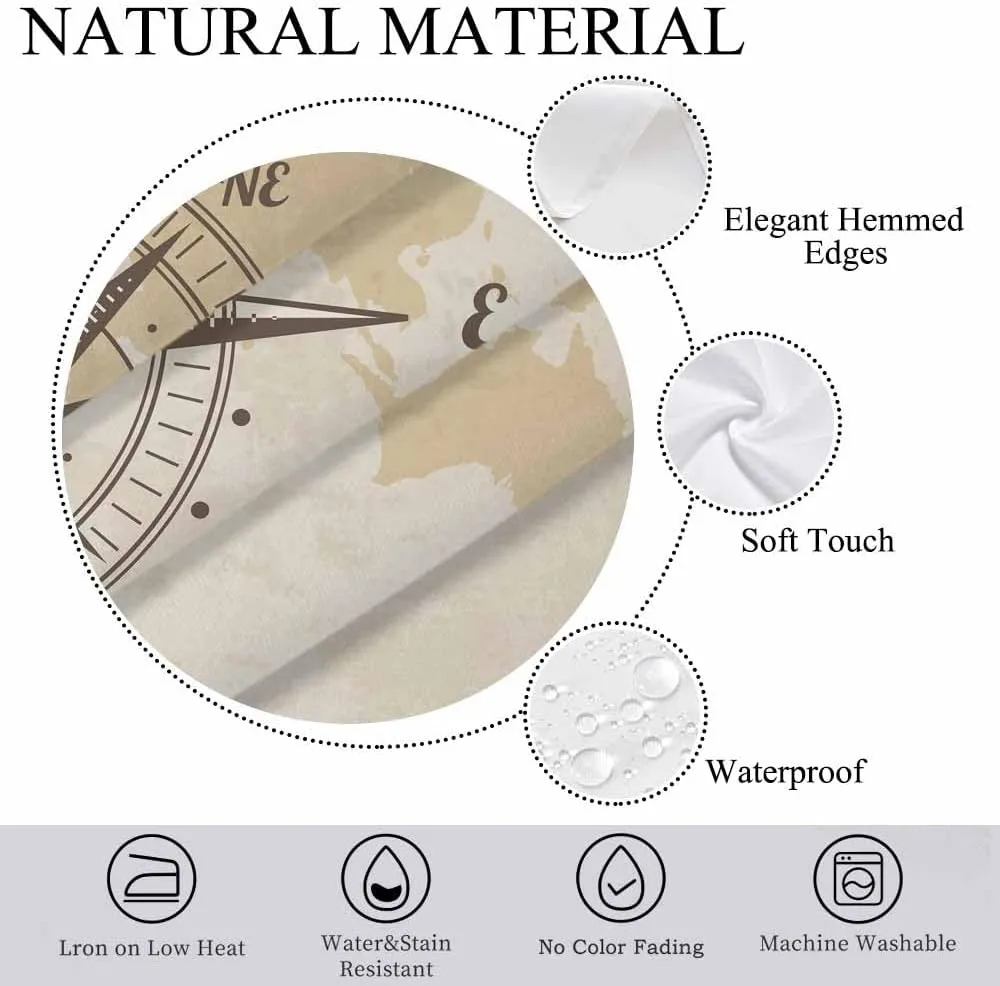 Compass Table Cloth for Rectangle Table 60x84 Inch Old World Map Nautical Compass Kitchen Table Cover Decorations for Home Dinner Party Outdoors Picnic