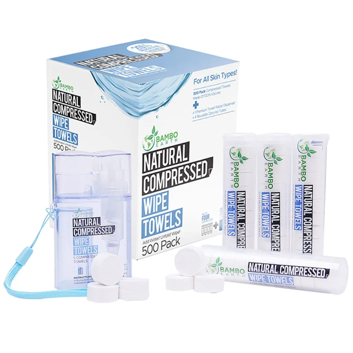 Compressed Towels Toilet Paper Tablets - Portable Compact Disposable Face Towel Wipes - Mini Coin Washcloth Tissues For Travel Camping Or Hiking   Reusable Water Tissue Dispenser (Cost Effective 500)