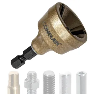 CONQUER Tools Deburring External Chamfer Tool, Premium Tungsten Blade, Deburring Drill Bit, Remove Burr Tools Quick Release Shank Fits for 1/8"-3/4"(3mm-19mm) Stainless Steel Burr Removal, Countersink