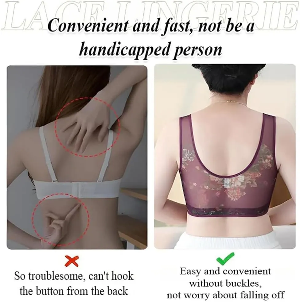 Converselyon Bra, Ellebloom - Ice Silk Lace Everyday Cooling Comfort Bra, Women's Super Gather Everyday Bras
