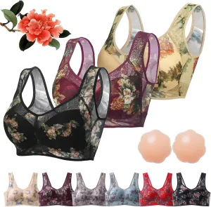 Converselyon Bra, Ellebloom - Ice Silk Lace Everyday Cooling Comfort Bra, Women's Super Gather Everyday Bras