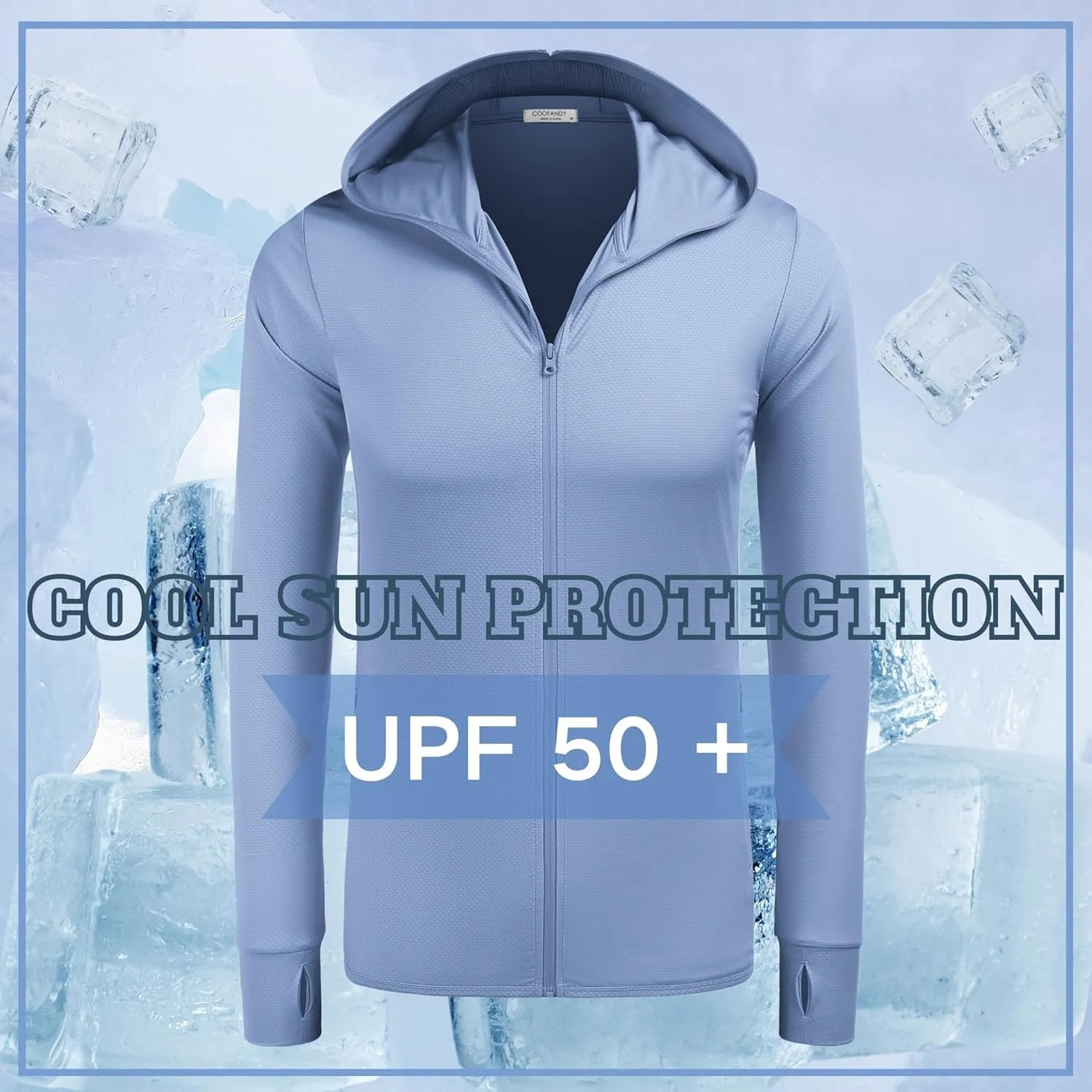 COOFANDY Men Full Zip UPF 50 Sun Protection Hoodie Jacket Long Sleeve Lightweight Breathable UV Shirts with Pockets
