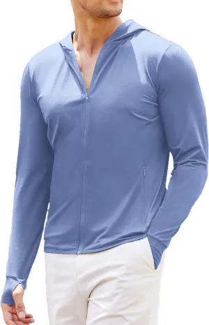COOFANDY Men Full Zip UPF 50 Sun Protection Hoodie Jacket Long Sleeve Lightweight Breathable UV Shirts with Pockets