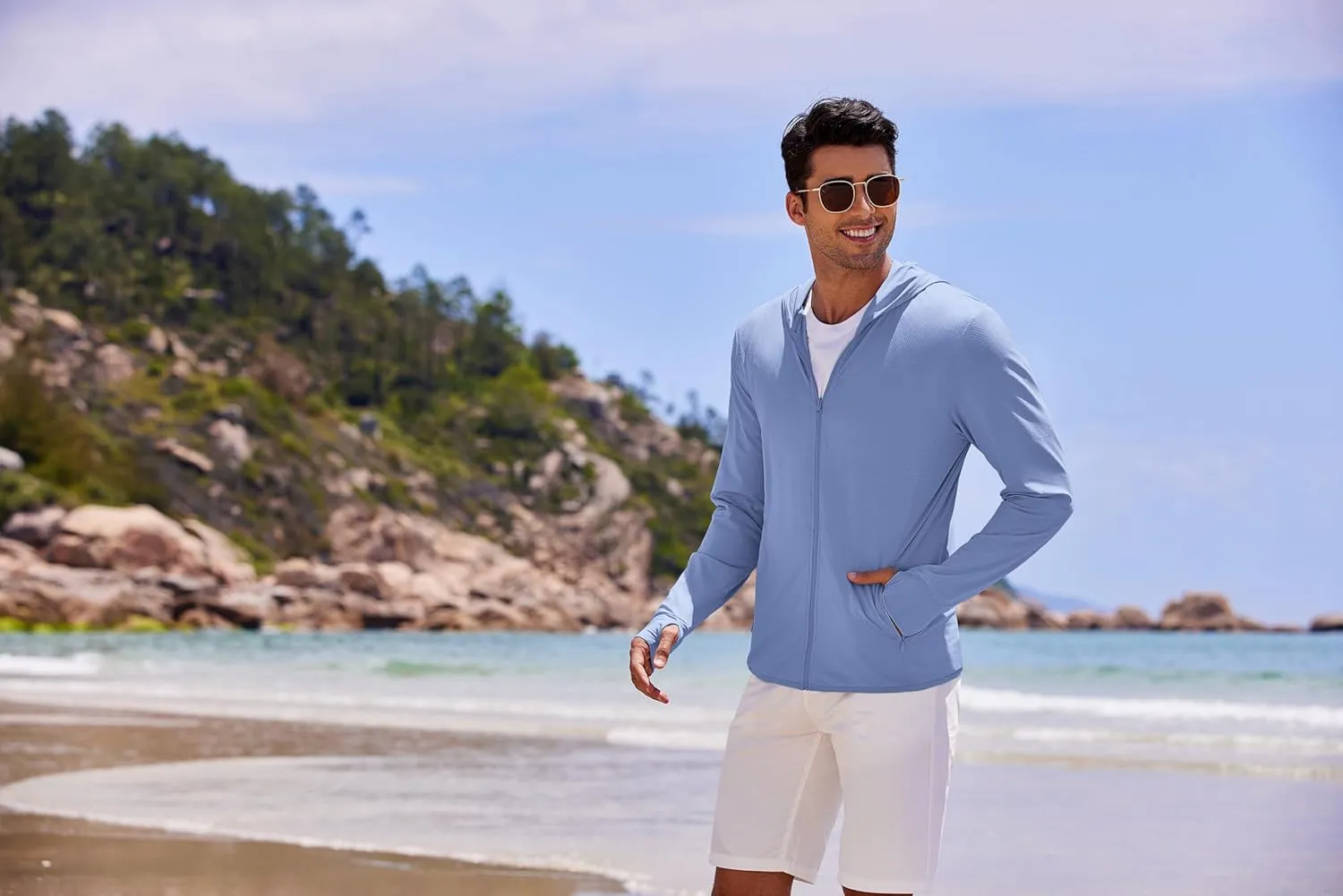 COOFANDY Men Full Zip UPF 50 Sun Protection Hoodie Jacket Long Sleeve Lightweight Breathable UV Shirts with Pockets