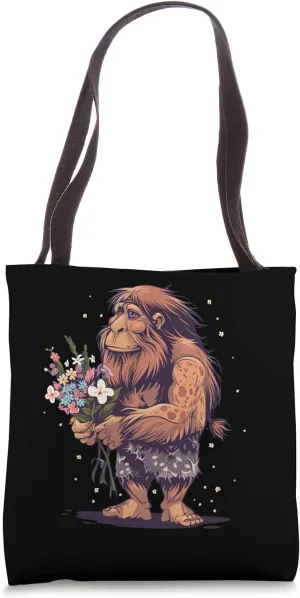 Cool ice age man with flowers for Neanderthals lovers Tote Bag