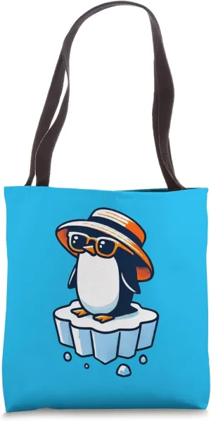 Cool Penguin on Ice with Hat and Shades Tote Bag