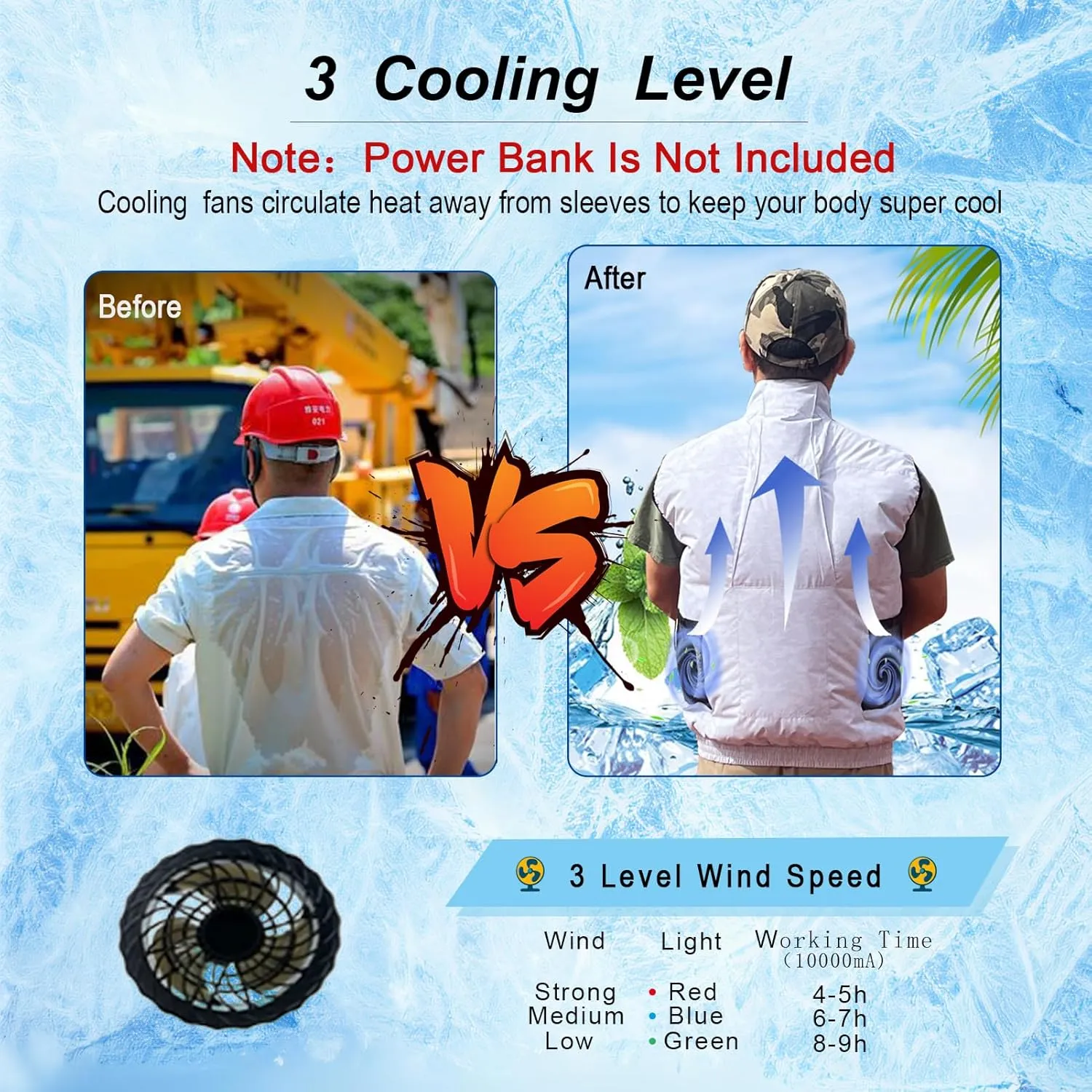 Cooling Vest for Men and Women with Air Conditioning Fans，Water-resistant Surface Lightweight Quick Dry with UV Protection
