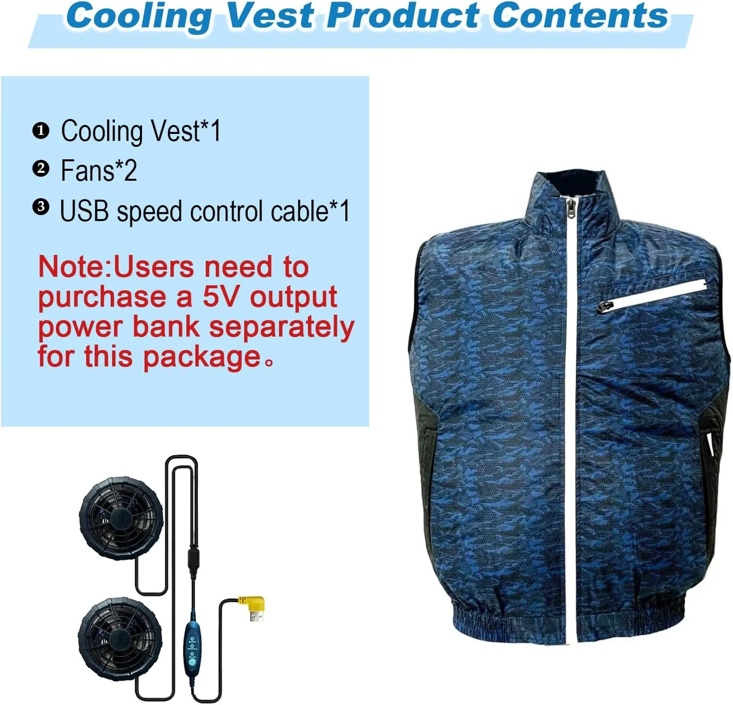 Cooling Vest for Men and Women with Air Conditioning Fans，Water-resistant Surface Lightweight Quick Dry with UV Protection