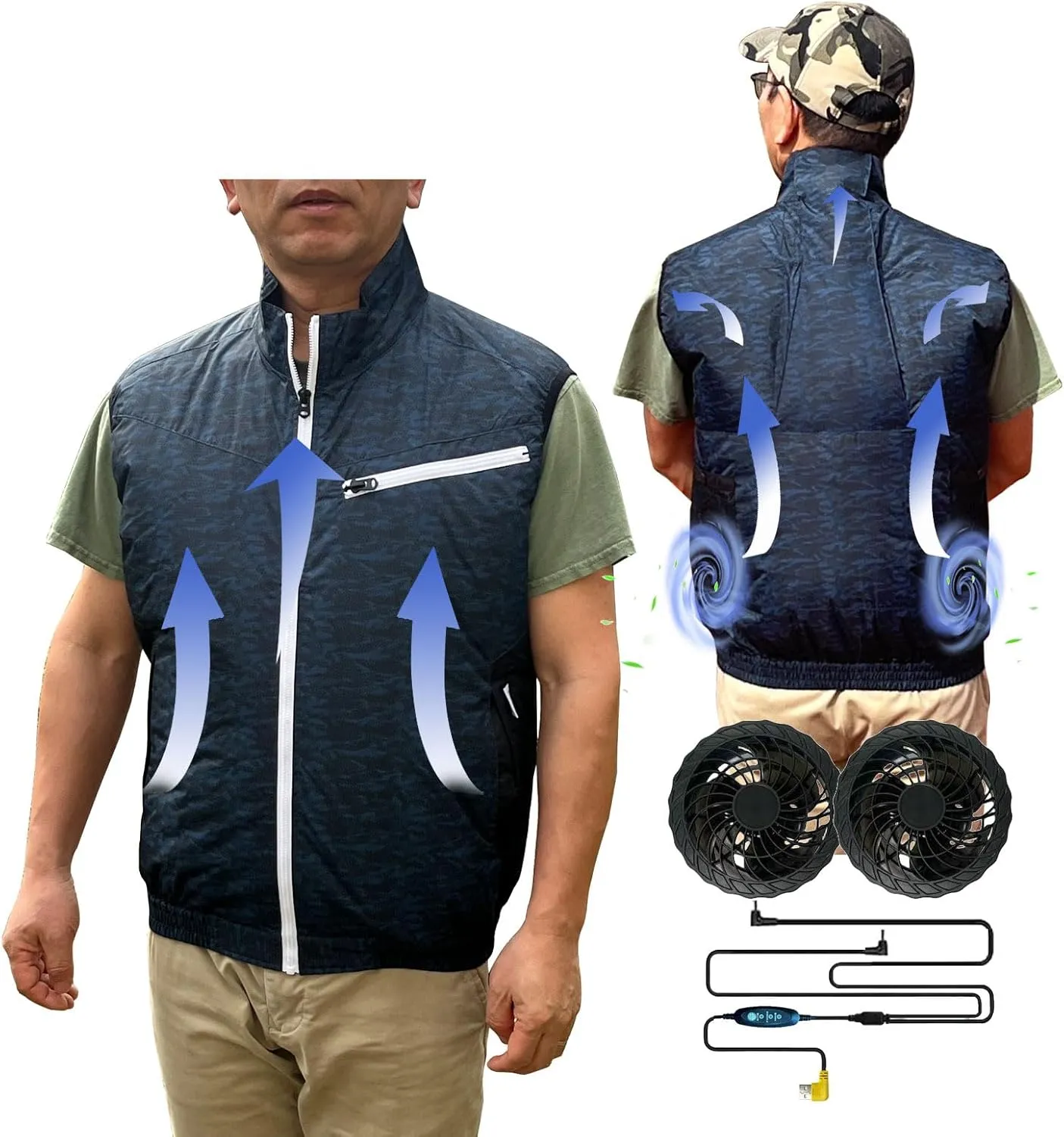 Cooling Vest for Men and Women with Air Conditioning Fans，Water-resistant Surface Lightweight Quick Dry with UV Protection