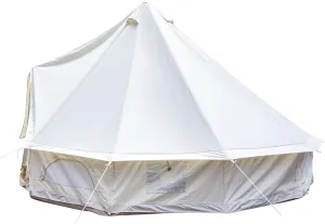 Cotton Canvas Glamping Tent, Heavy Duty Waterproof Yurt Tent for 2/4/6/8 Person, Bell Tent with Stove Jack, Pyramid Tent for Festivals and Human shelter for inhabiting or Leisure