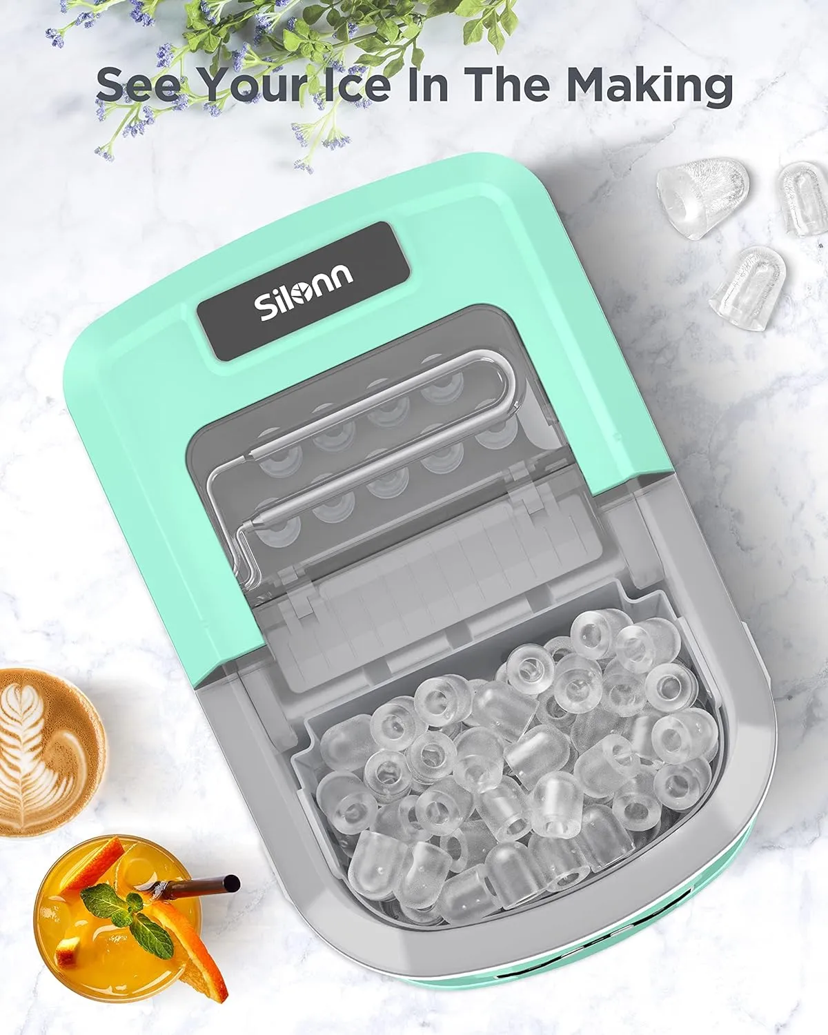 Countertop Ice Maker Machine, 9 Cubes Ready in 6 Mins