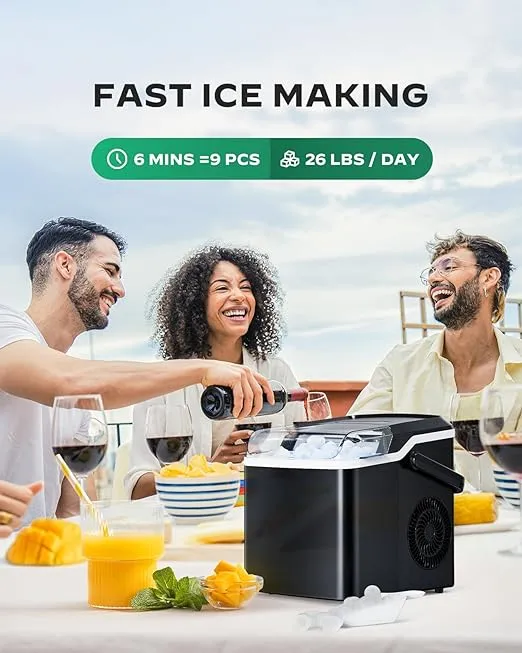 Countertop Ice Maker Machine, 9 Cubes Ready in 6 Mins