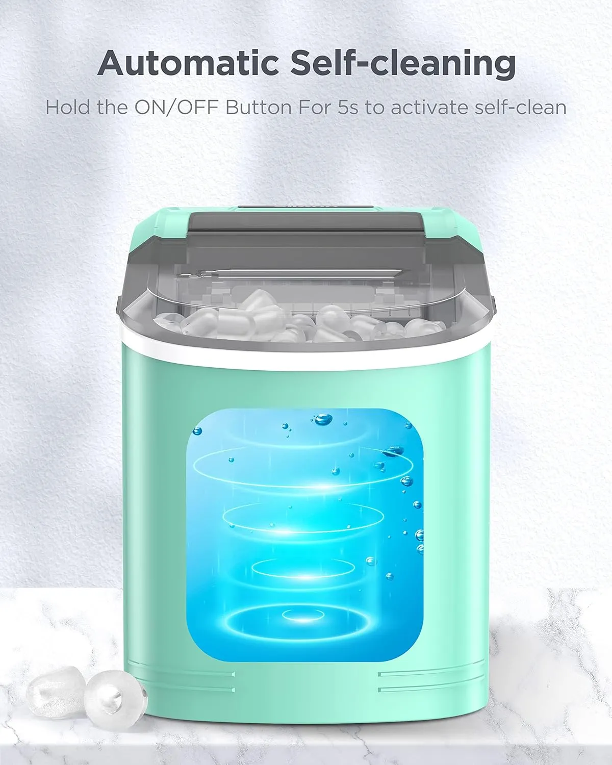 Countertop Ice Maker Machine, 9 Cubes Ready in 6 Mins