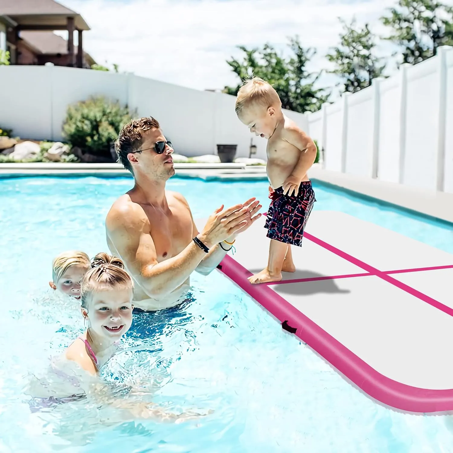 COVERONICS Air Gymnastics Training Mats - 10FT/13FT/16FT Inflatable Gymnastics Mats Tumble Track with Electric Pump & Storage Bag for Gymnastics Training/Home&Outdoor Use/Cheerleading/Yoga/Water